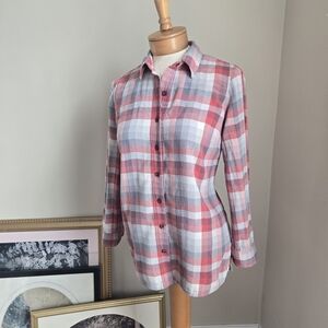 Coldwater Creek Red and Gray Checkered Top